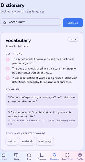 A dictionary supporting 70+ languages.